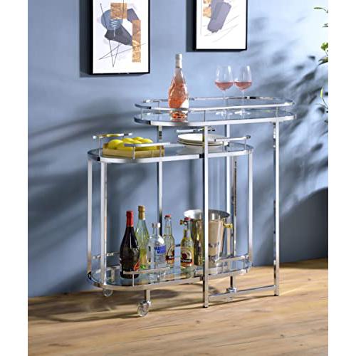 Piffo Serving Cart & Bar Table, Clear Glass & Chrome Finish (AC00162). Picture 6