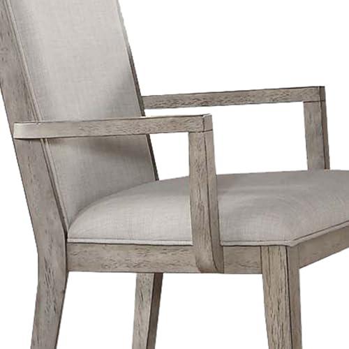 ACME Rocky Arm Chair (Set-2), Fabric & Gray Oak. Picture 2
