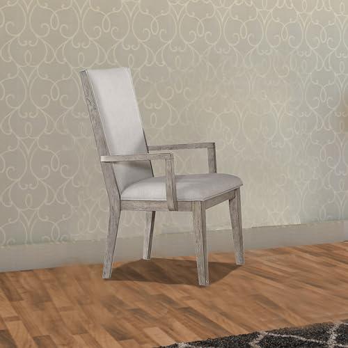 ACME Rocky Arm Chair (Set-2), Fabric & Gray Oak. Picture 7
