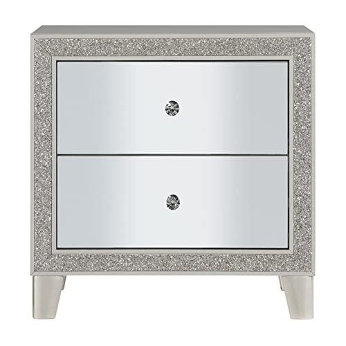 Sliverfluff Nightstand, Mirrored & Champagne Finish (BD00243). Picture 2