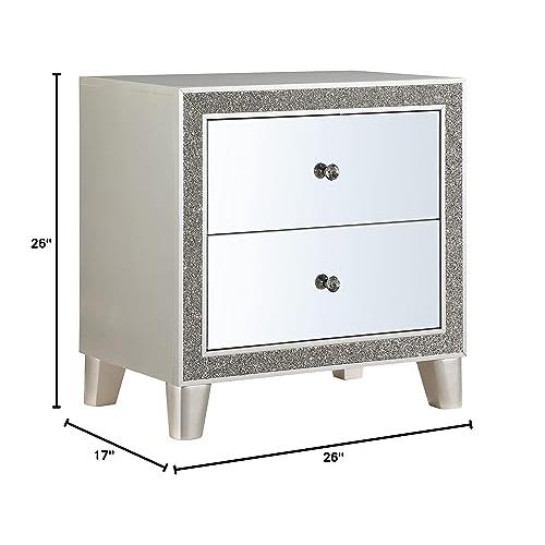 Sliverfluff Nightstand, Mirrored & Champagne Finish (BD00243). Picture 6