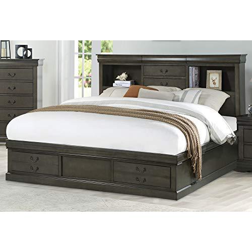 ACME Louis Philippe III Queen Bed with Storage in Cherry, Multiple