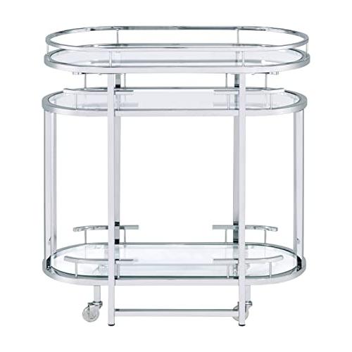 Piffo Serving Cart & Bar Table, Clear Glass & Chrome Finish (AC00162). Picture 3