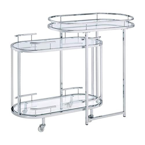 Piffo Serving Cart & Bar Table, Clear Glass & Chrome Finish (AC00162). Picture 1