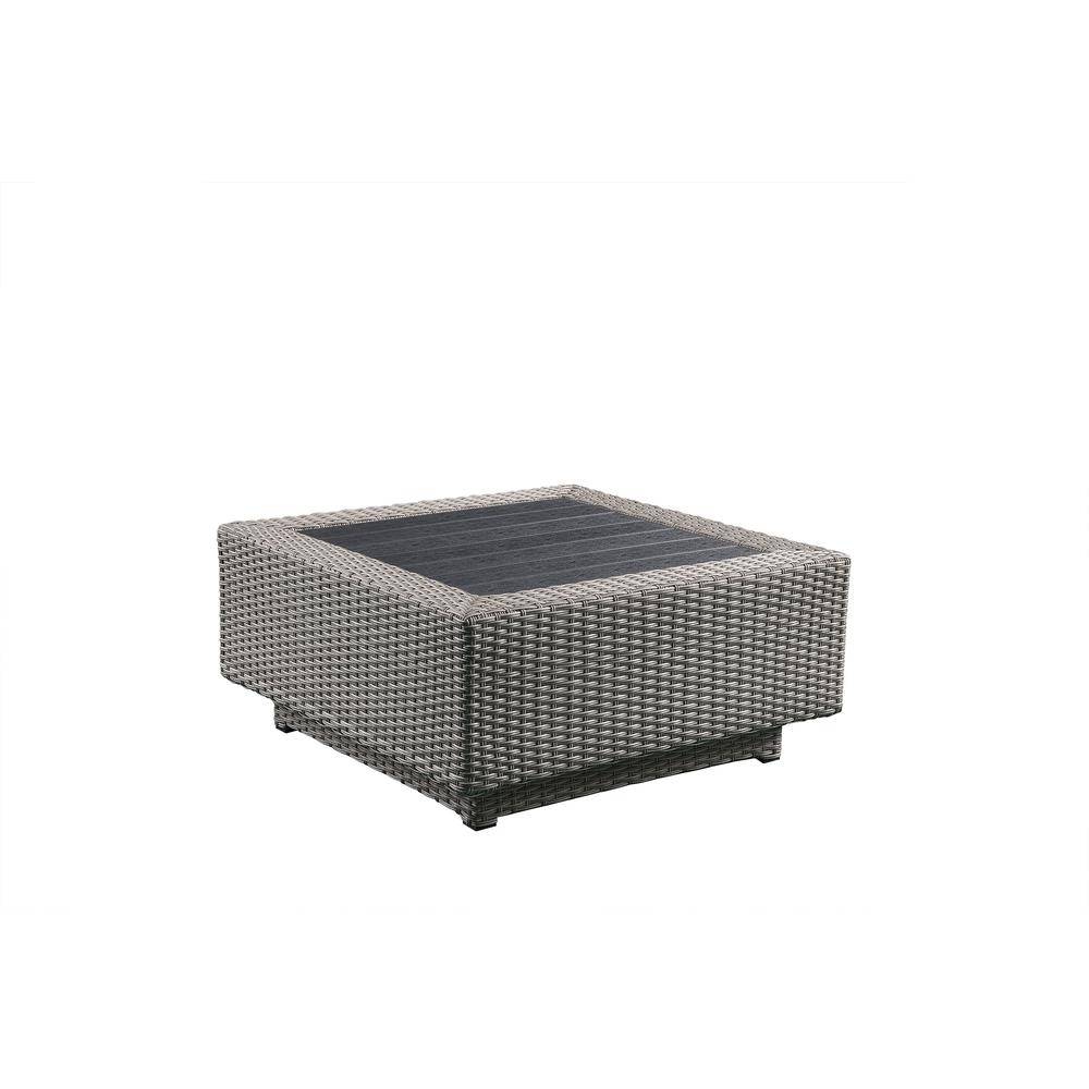 Salena Patio Sectional & Cocktail Table, Beige Fabric & Gray Wicker (1Set/3Ctn). Picture 2