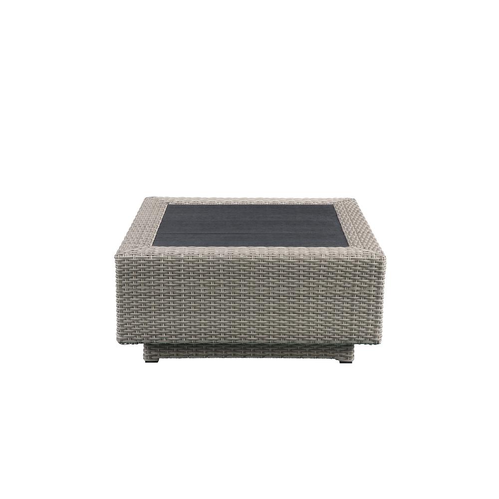 Salena Patio Sectional & Cocktail Table, Beige Fabric & Gray Wicker (1Set/3Ctn). Picture 3