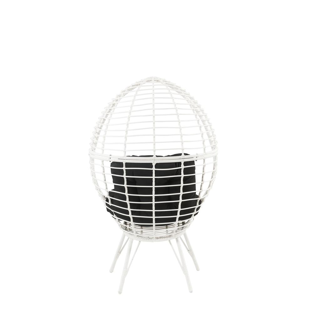 Galzed Patio Lounge Chair, Black Fabric & White Wicker (45109). Picture 2