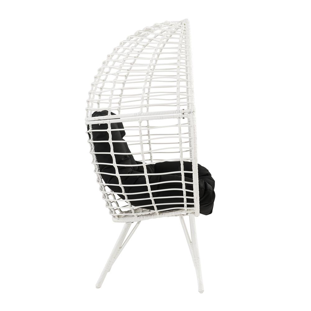 Galzed Patio Lounge Chair, Black Fabric & White Wicker (45109). Picture 5