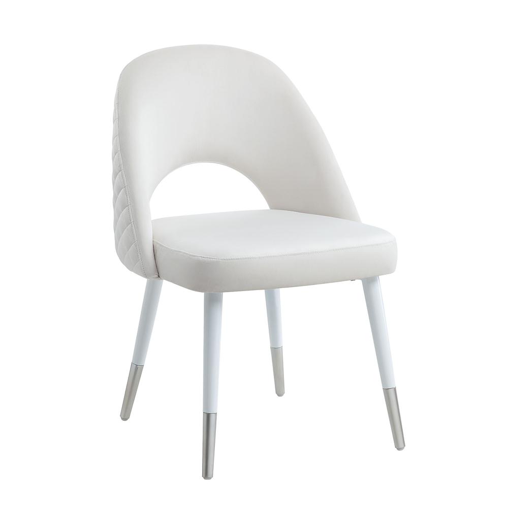 Zemirah Side Chair(Set-2), White Velvet & White Finish. Picture 1