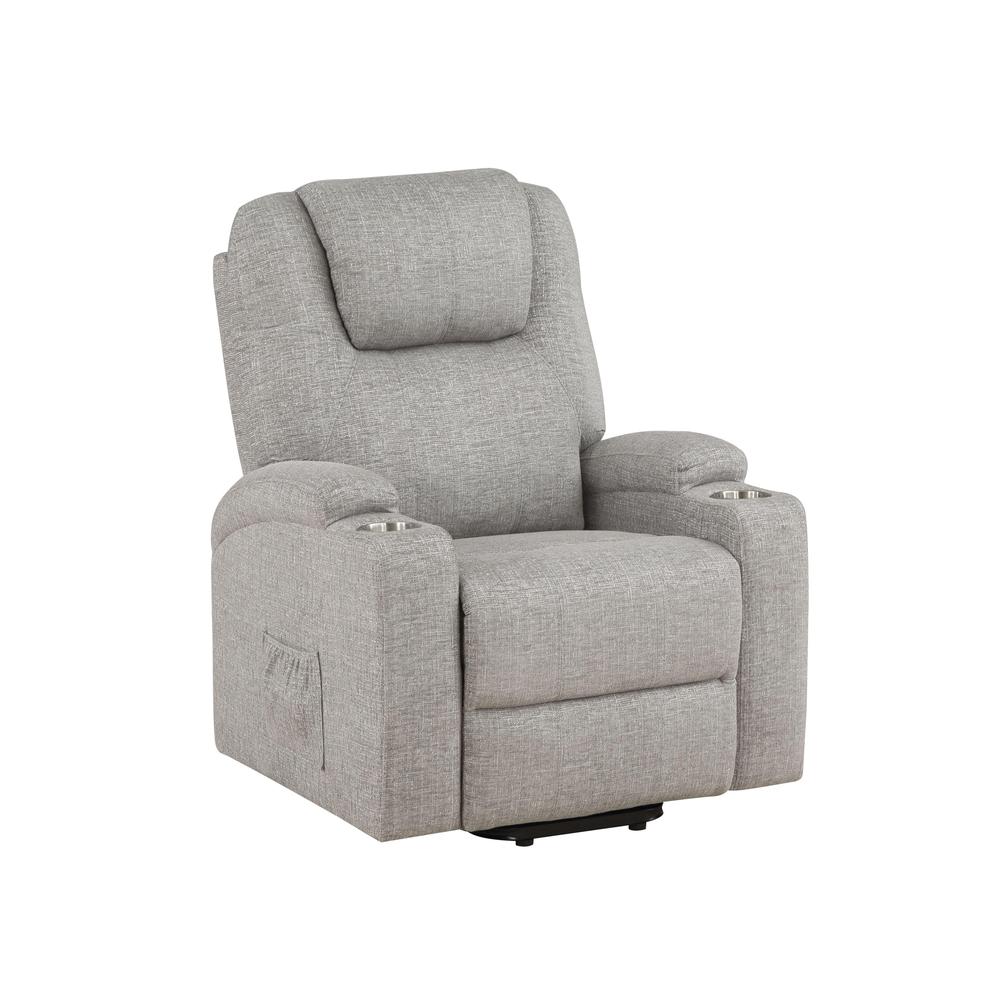 Evander Recliner w/Power Lift, Light Gray Chenille. Picture 1