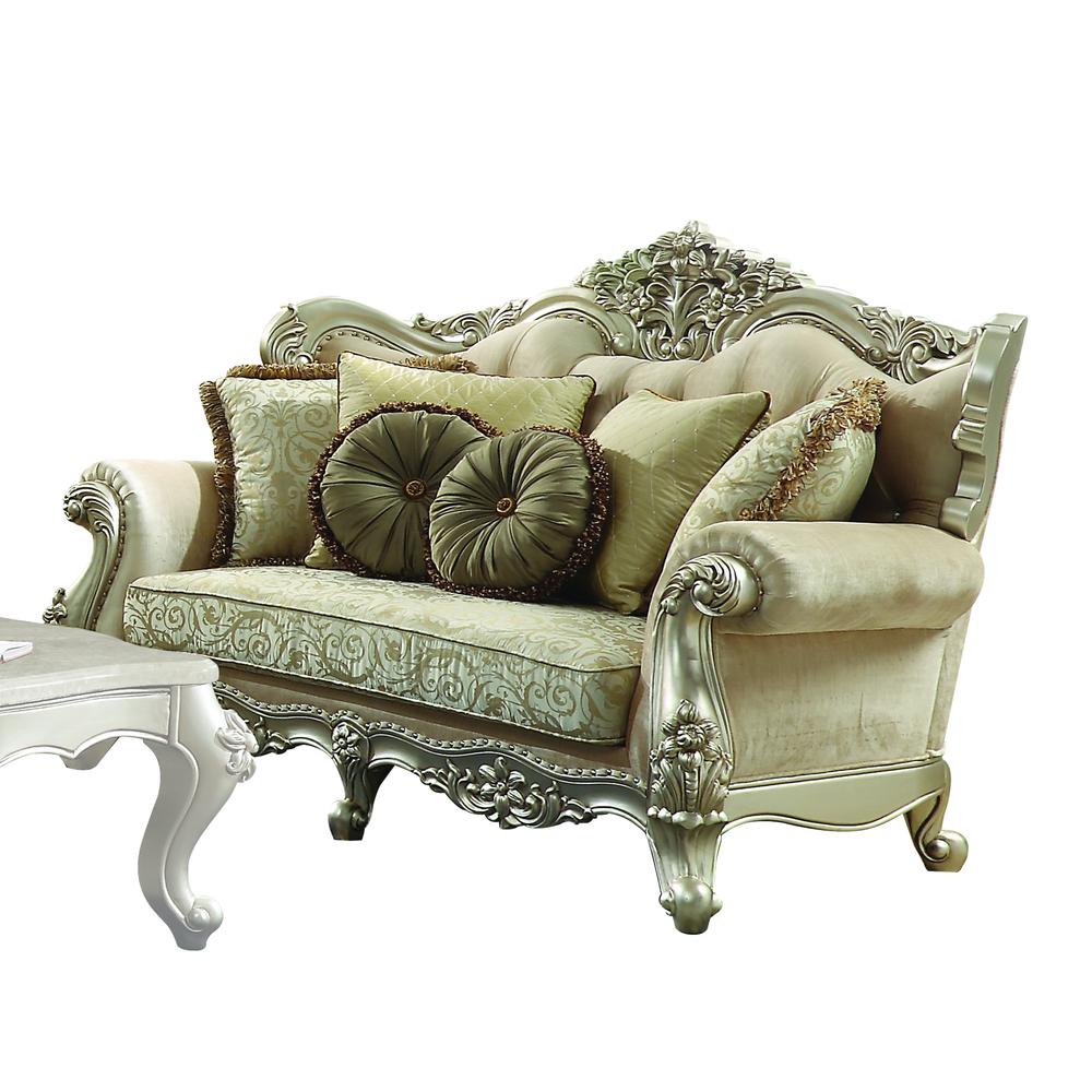 Bently Loveseat w/5 Pillows, Fabric & Champagne  (50661). The main picture.
