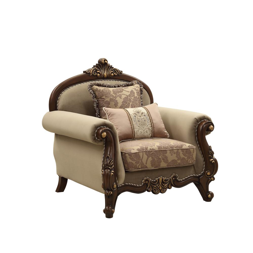 Mehadi Chair w/2 Pillows, Fabric & Walnut (50692). Picture 2