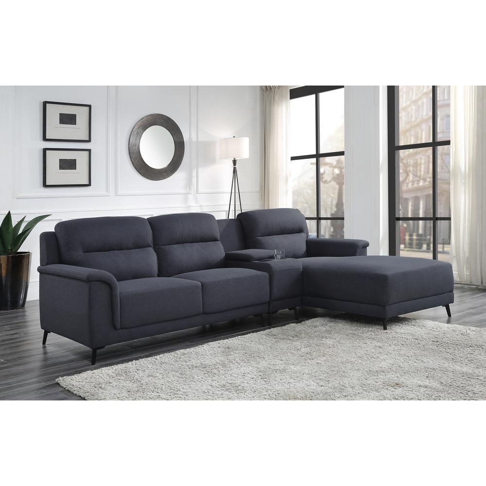ACME Walcher Sectional Sofa, Gray Linen. Picture 1
