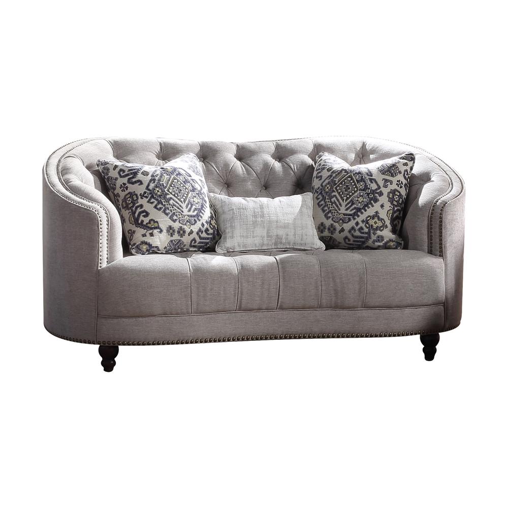 Loveseat (w/3 Pillows), Light Gray Fabric 52061. Picture 1