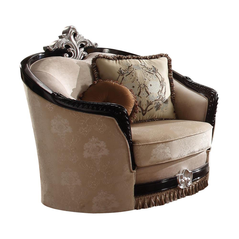 Ernestine Chair w/2 Pillow, Tan Fabric & Black  (52112). Picture 1