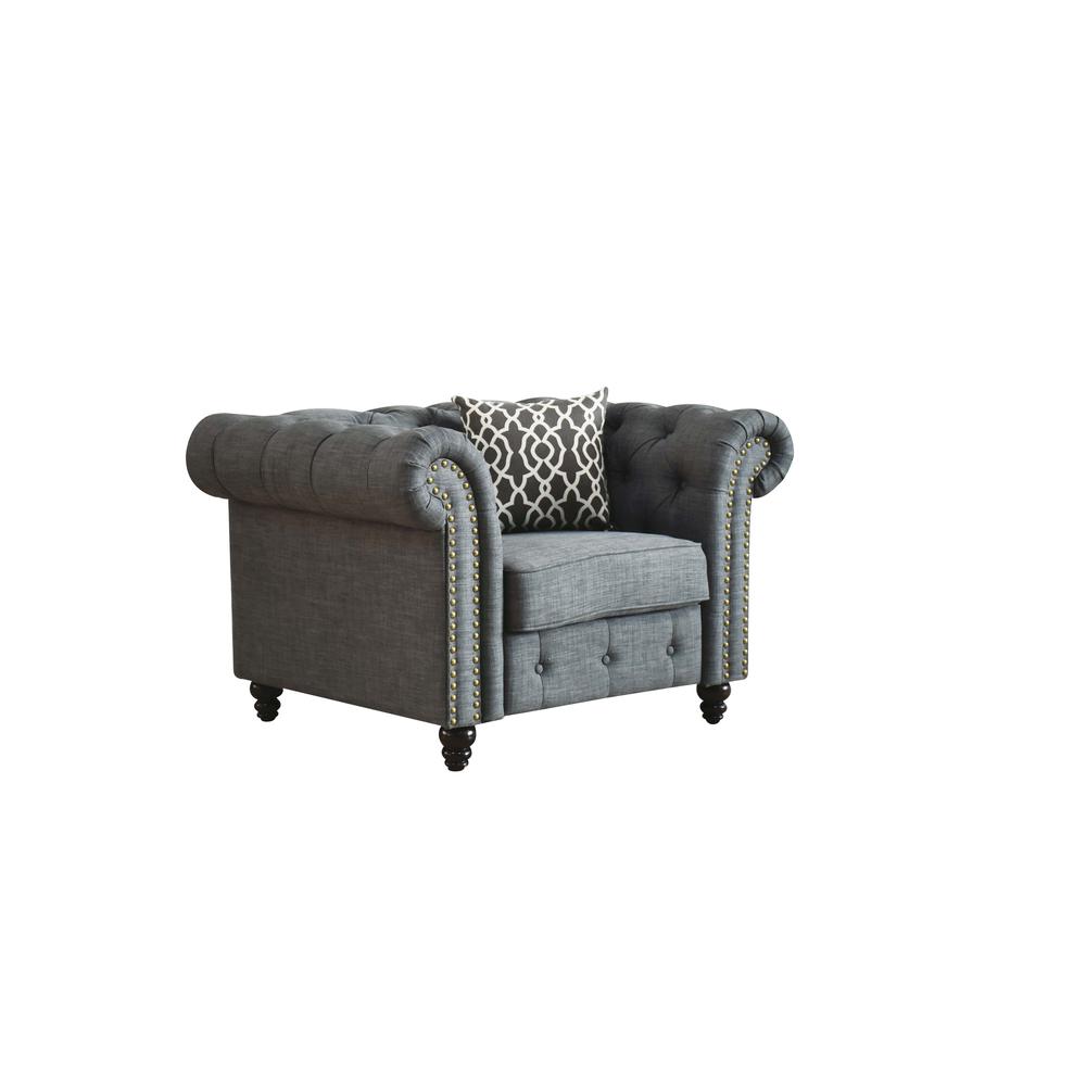 Aurelia Chair w/1 Pillow, Gray Linen. Picture 1