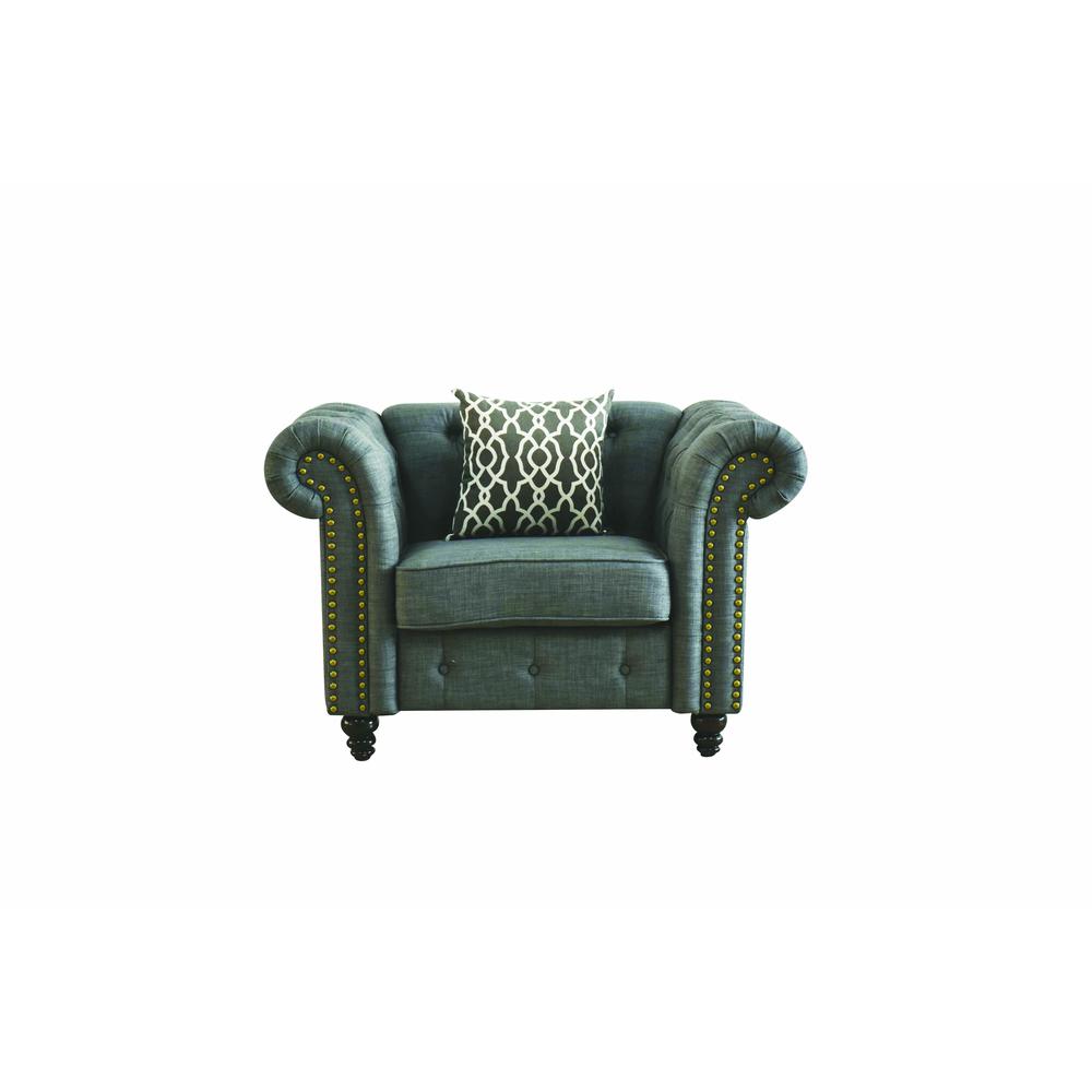 Aurelia Chair w/1 Pillow, Gray Linen. Picture 3