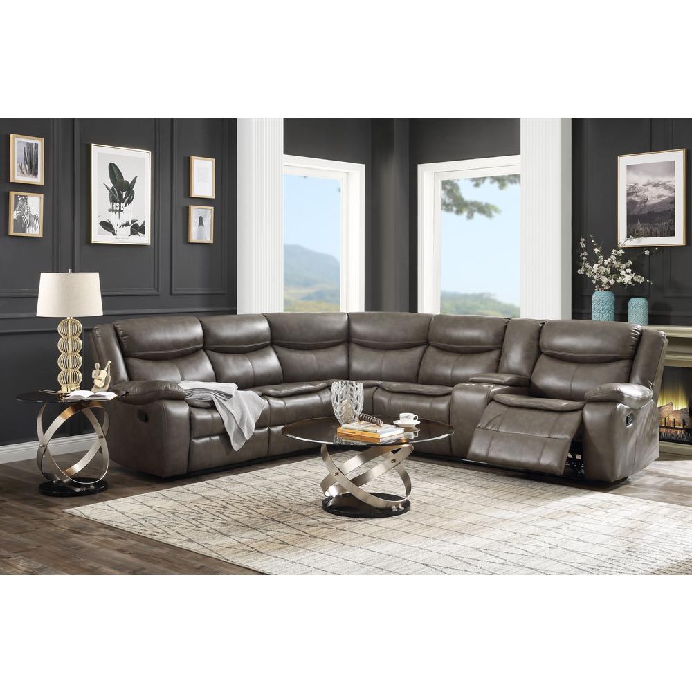 ACME Tavin Sectional Sofa (Motion), Taupe Leather-Aire Match. Picture 1