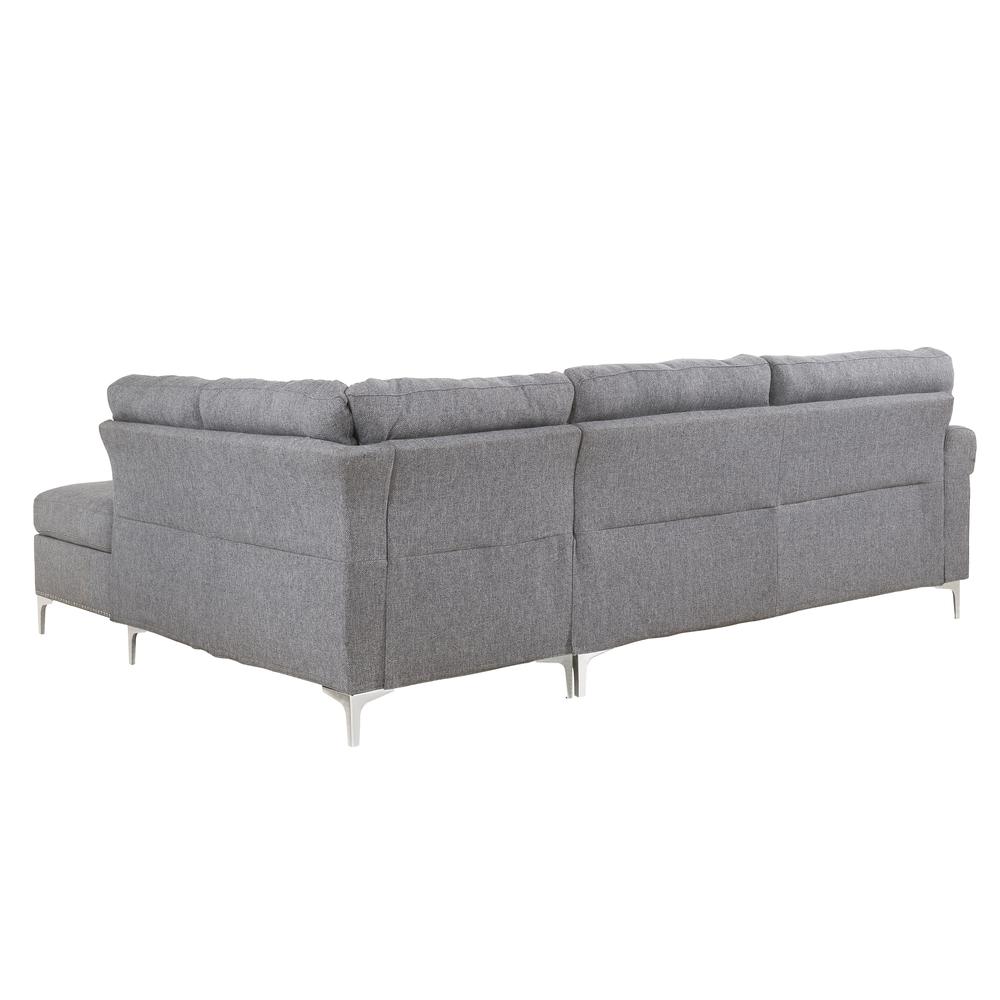 Melvyn Sectional Sofa, Gray Fabric. Picture 3