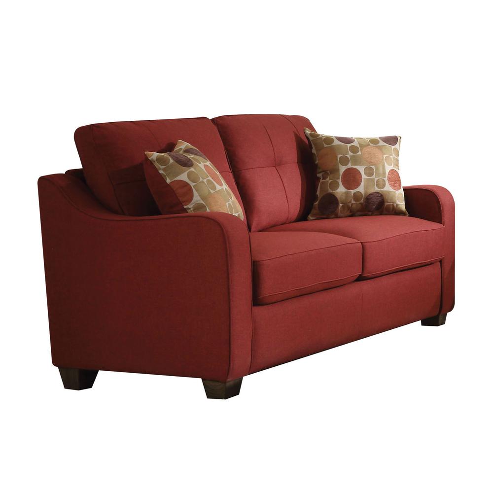Cleavon II Sofa w/2 Pillows, Red Linen. Picture 2