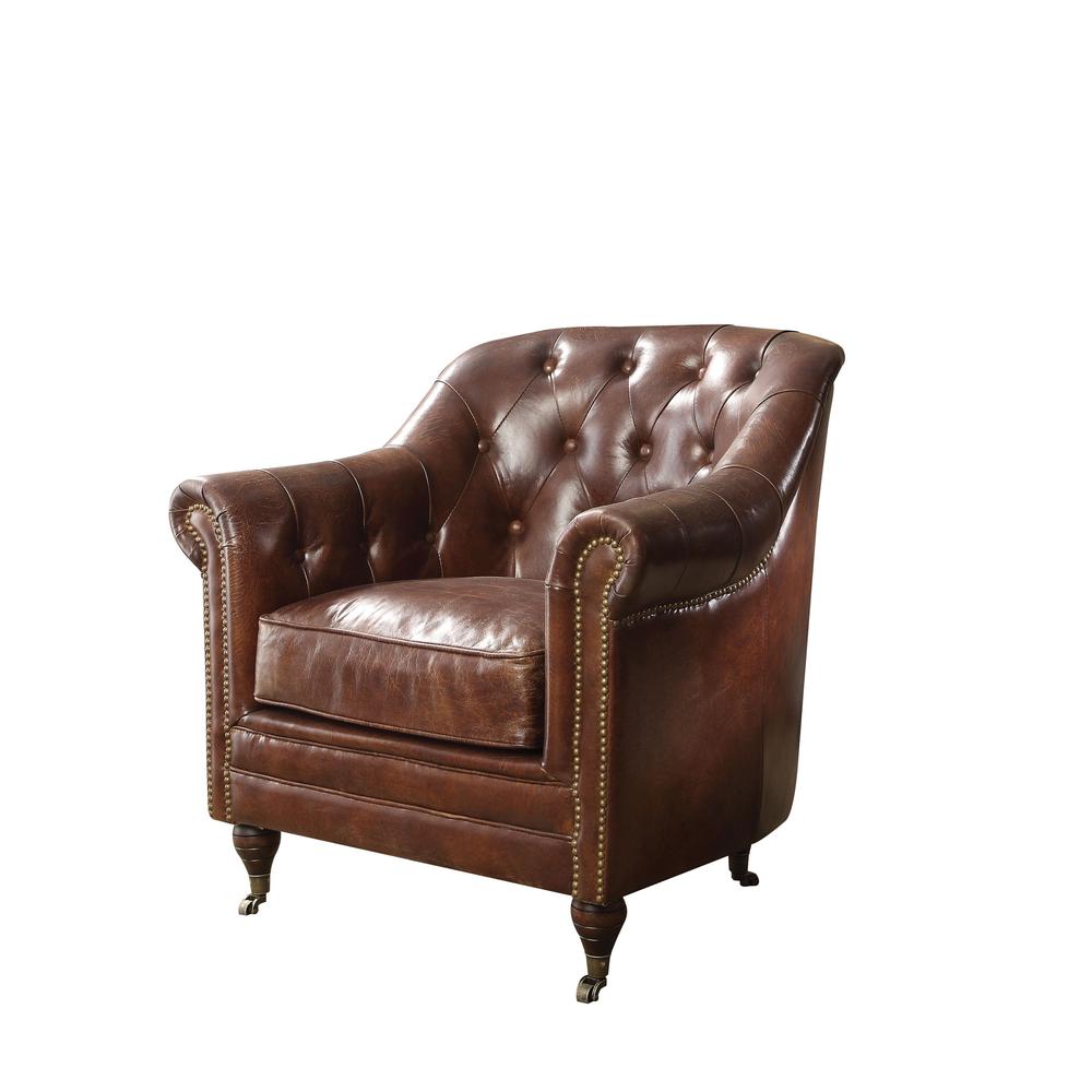Chair, Vintage Dark Brown Top Grain Leather. Picture 1