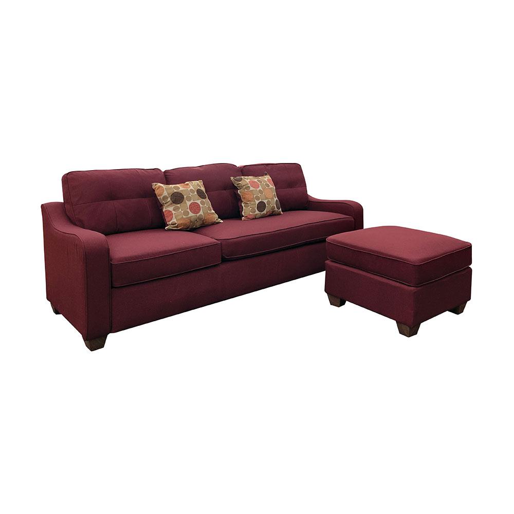 Cleavon II Sectional Sofa & 2 Pillows, Red Linen (53740). Picture 2
