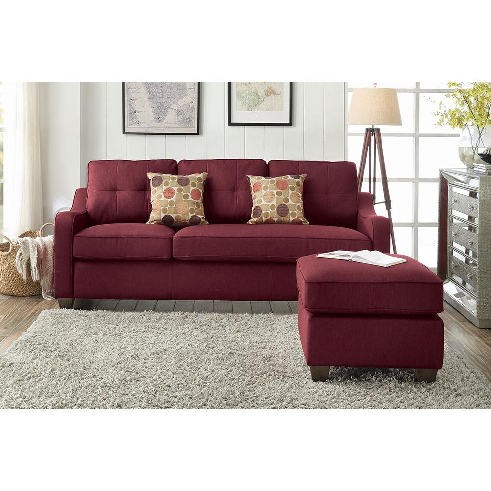 Cleavon II Sectional Sofa & 2 Pillows, Red Linen (53740). Picture 19