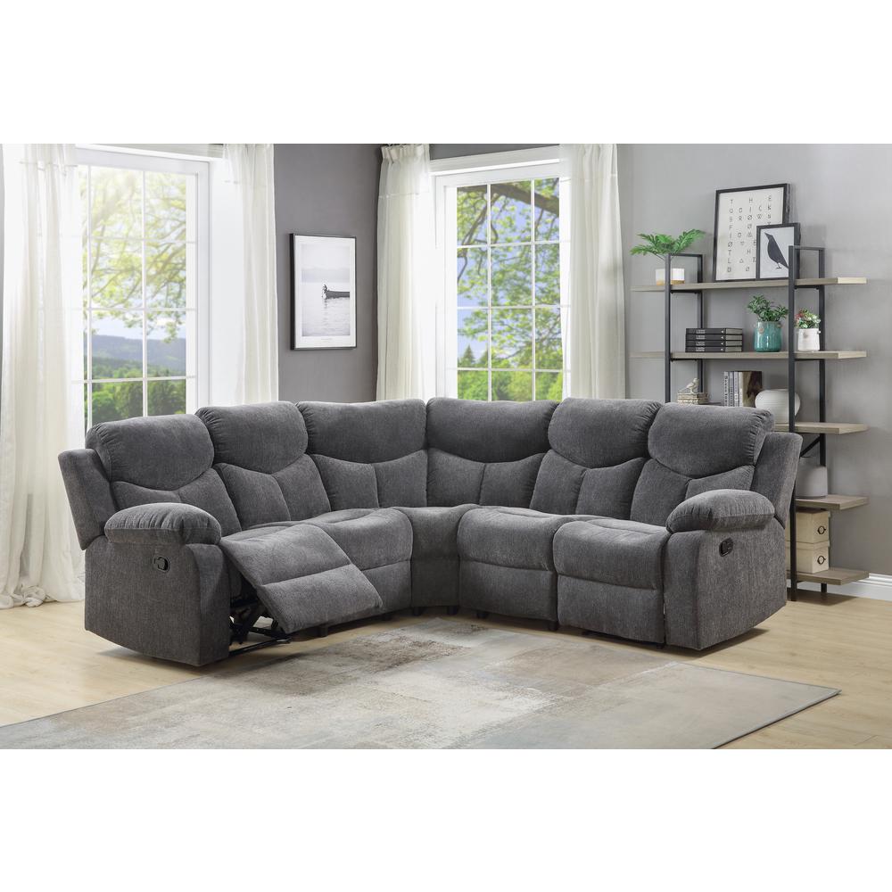 ACME Kalen Sectional Sofa, Gray Chenille. The main picture.