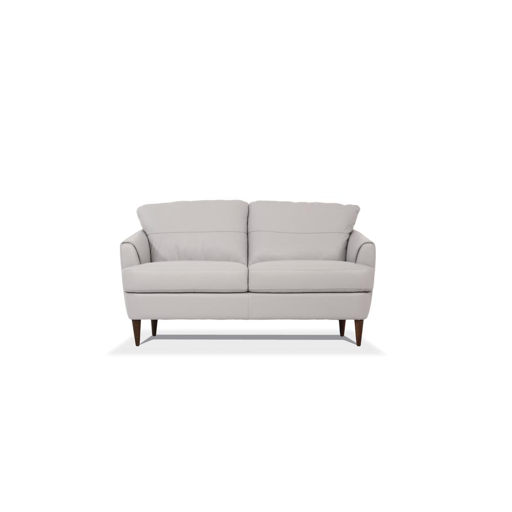 Loveseat, Pearl Gray Leather 54576. Picture 2