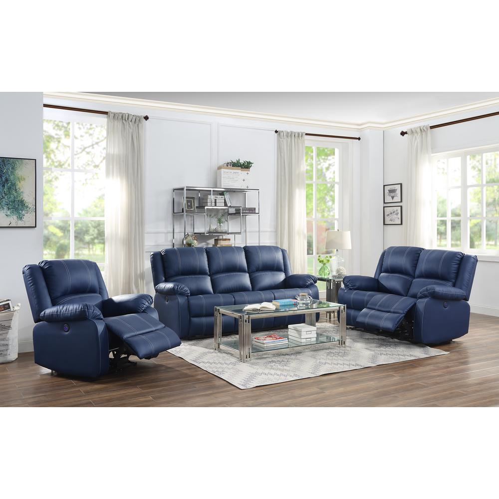 Power Motion Sofa, Blue PU 54615. Picture 1