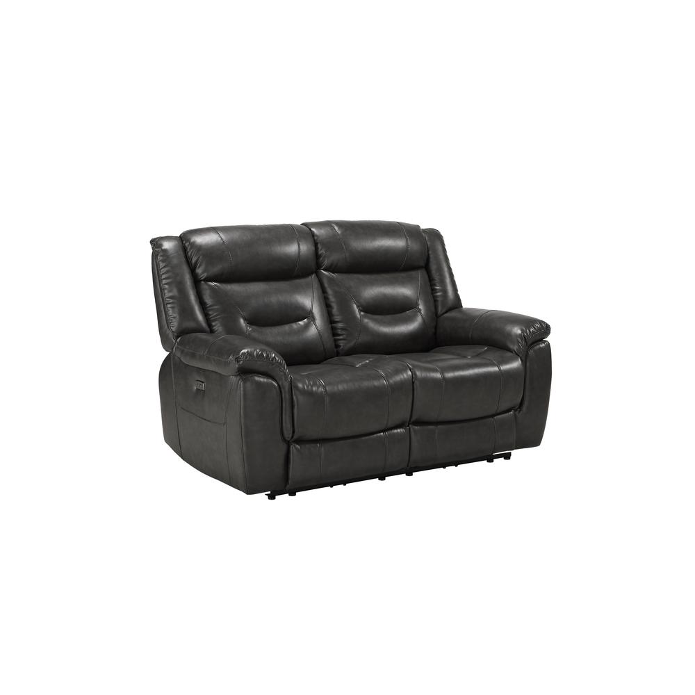 Loveseat (Power Motion), Gray Leather-Aire 54806. Picture 2