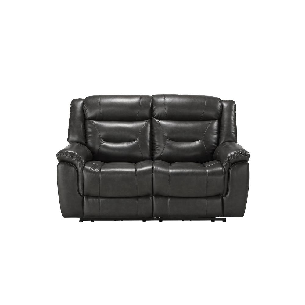 Loveseat (Power Motion), Gray Leather-Aire 54806. Picture 5