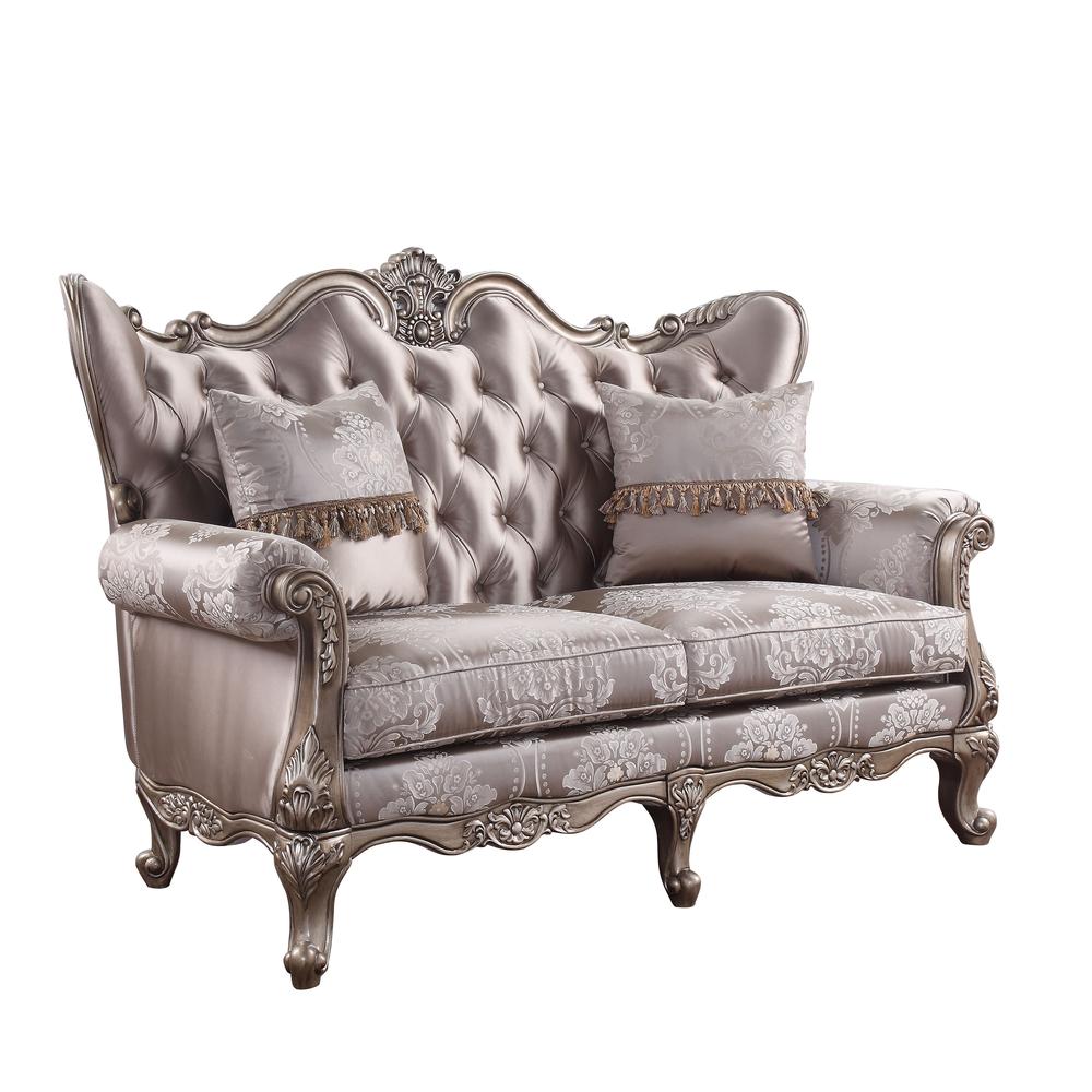 Loveseat w/2 Pillows, Fabric & Champagne 54866. The main picture.