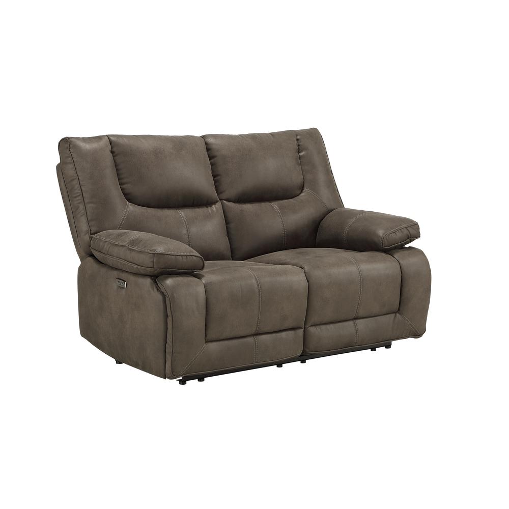 Loveseat (Power Motion), Gray Leather-Aire 54896. Picture 2