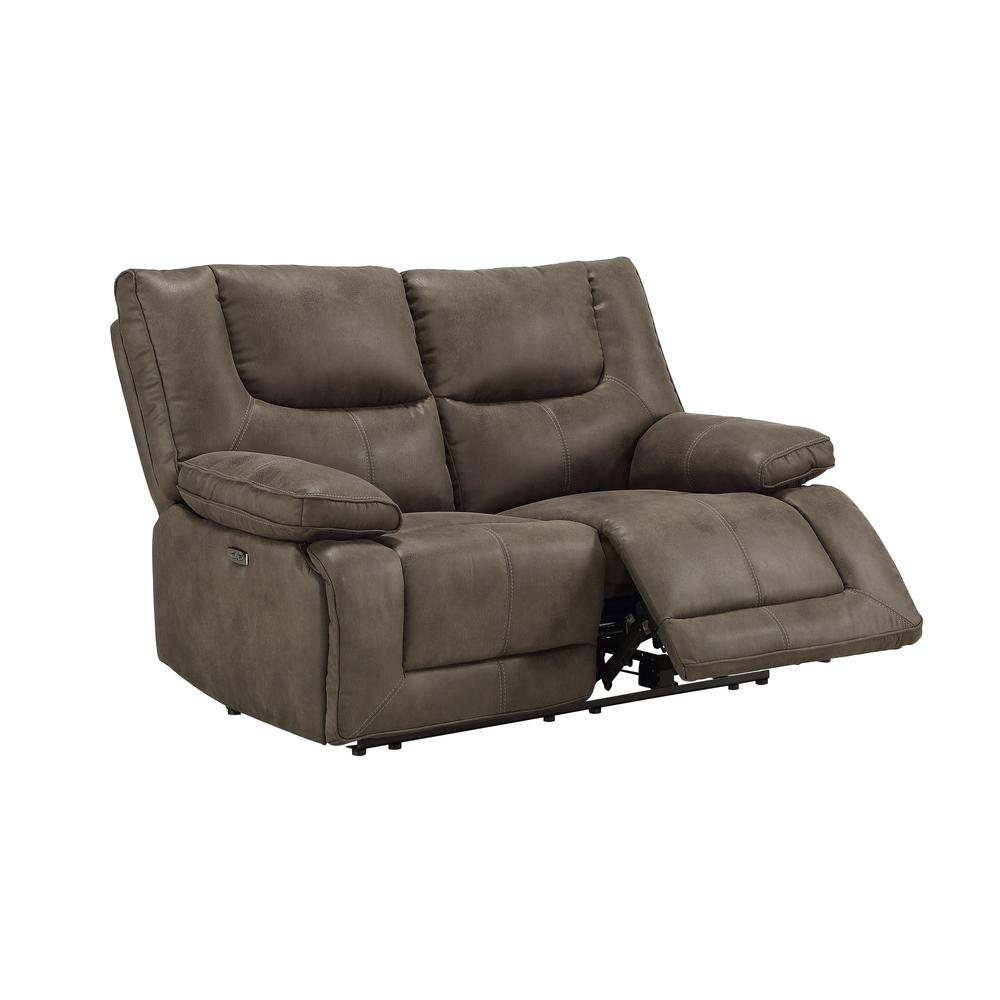 Loveseat (Power Motion), Gray Leather-Aire 54896. Picture 3