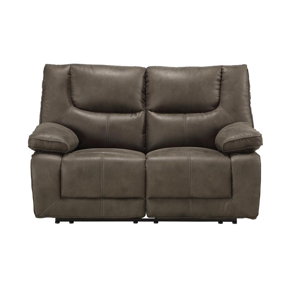 Loveseat (Power Motion), Gray Leather-Aire 54896. Picture 5