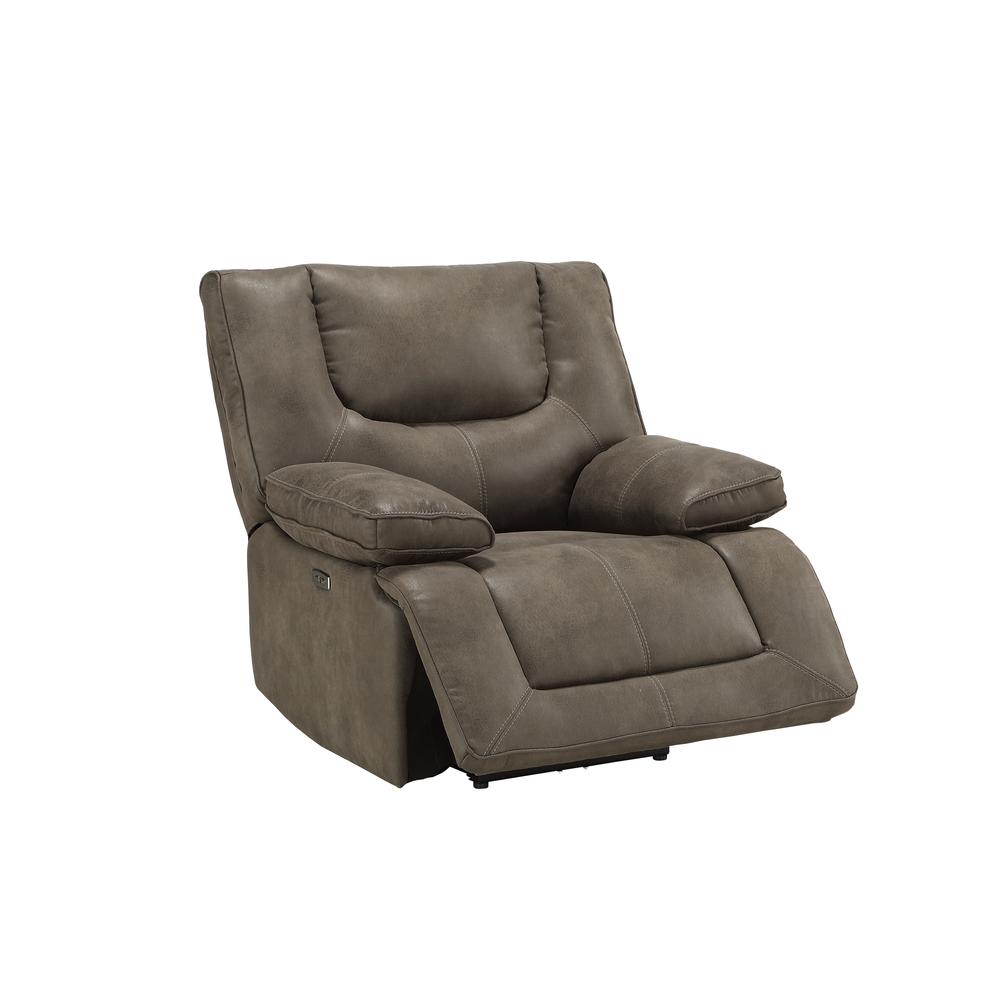Recliner (Power Motion), Gray Leather-Aire 54897. Picture 3