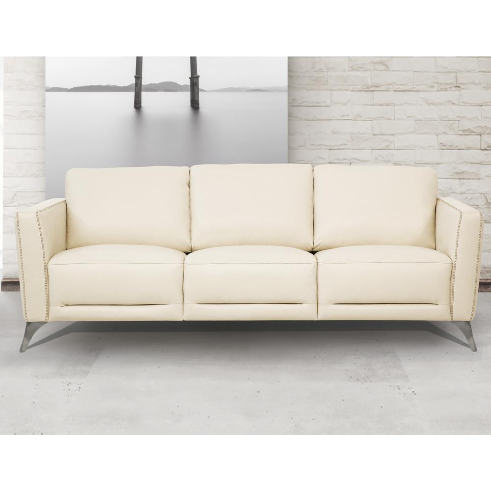 Sofa, Cream Leather 55005. Picture 7