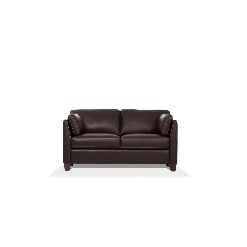 Loveseat, Chocolate Leather 55011. Picture 3