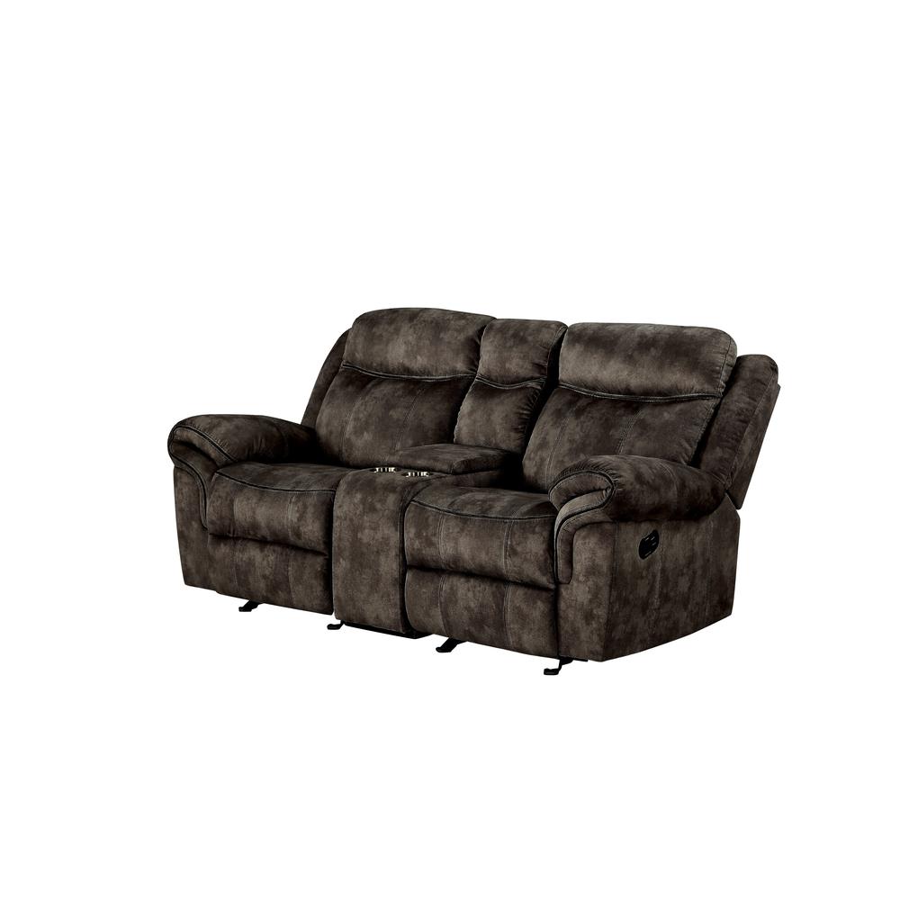 Loveseat w/USB Dock & Console (Glider & Motion), 2-Tone Chocolate Velvet 55021. Picture 2
