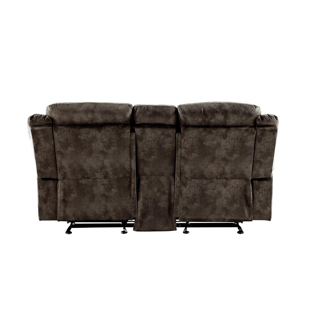 Loveseat w/USB Dock & Console (Glider & Motion), 2-Tone Chocolate Velvet 55021. Picture 4