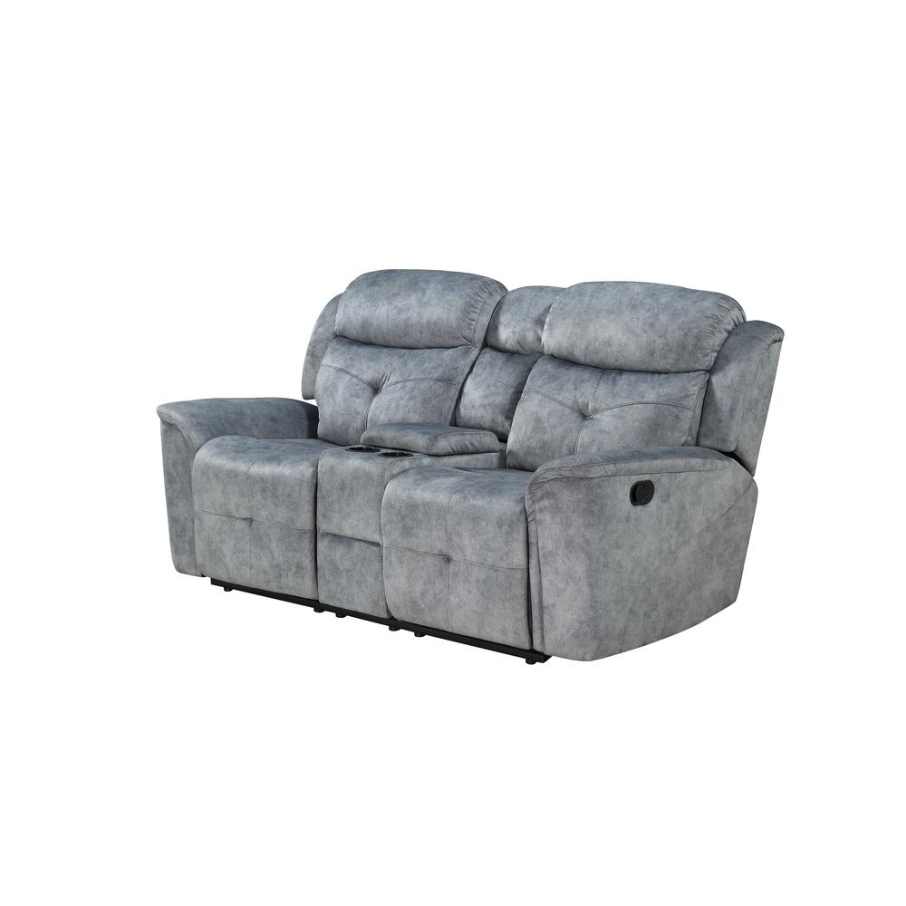 Loveseat w/Console (Motion), Silver Gray Fabric 55031. Picture 2