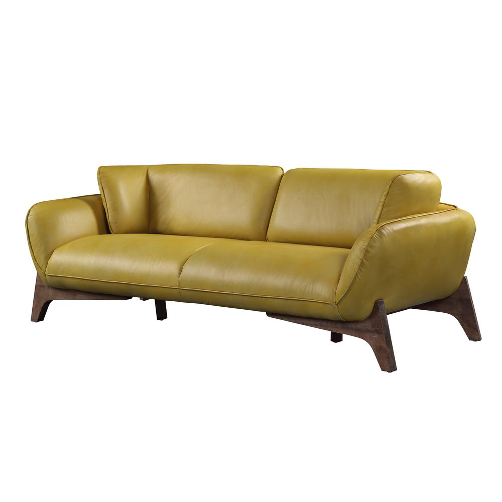 Pesach Sofa, Mustard Leather. The main picture.