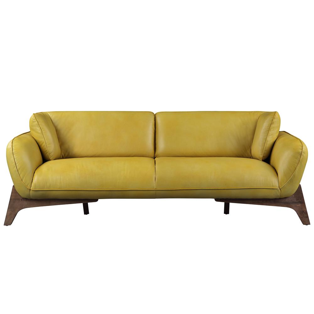 Pesach Sofa, Mustard Leather. Picture 3