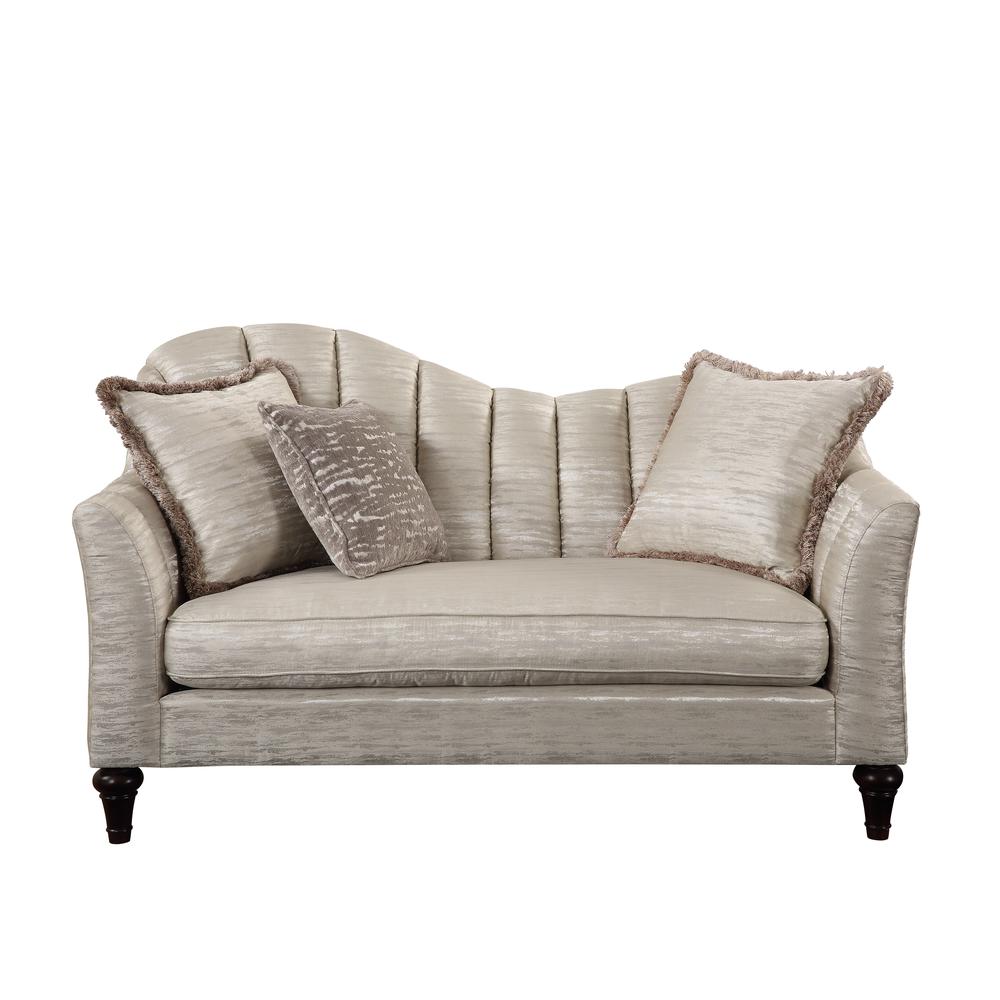 Athalia Loveseat w/3 Pillows, Shimmering Pearl (55306). Picture 3