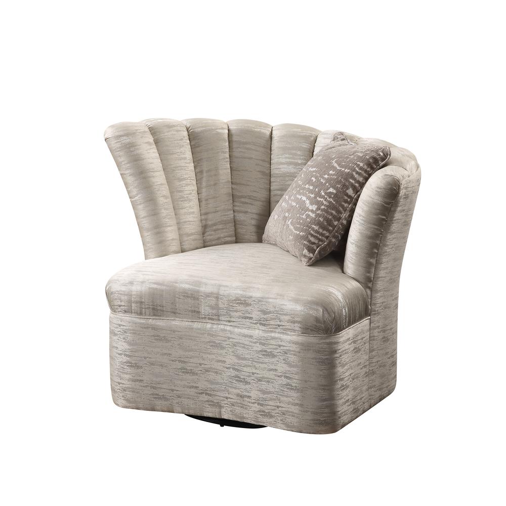 Athalia Swivel Chair w/1 Pillow, Shimmering Pearl (55307). Picture 1