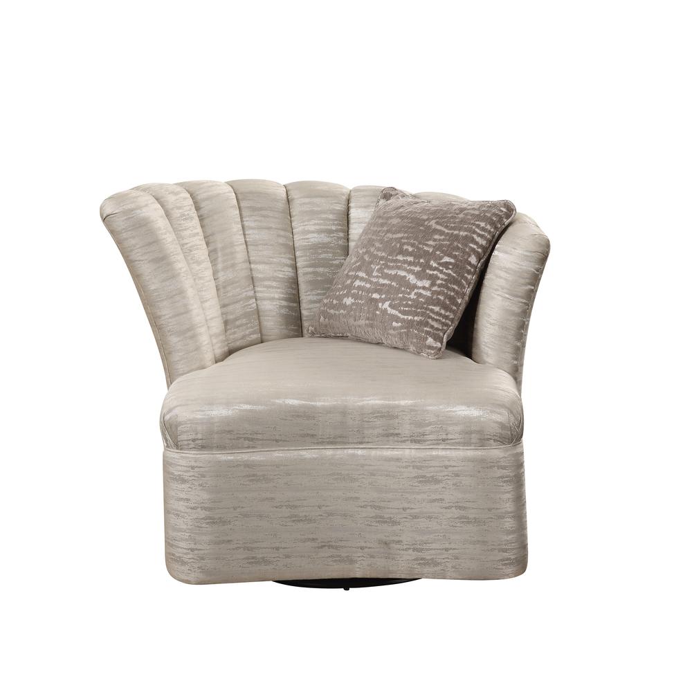 Athalia Swivel Chair w/1 Pillow, Shimmering Pearl (55307). Picture 3
