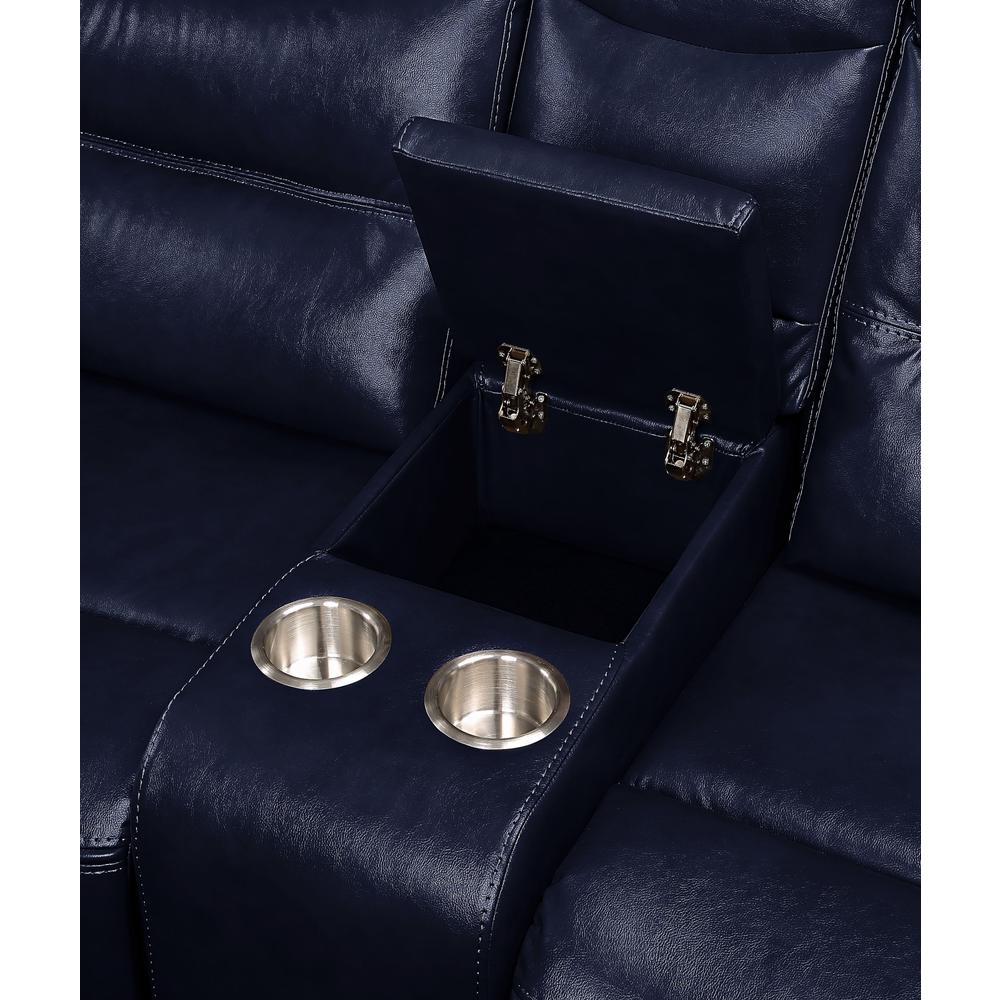 Loveseat w/Console (Motion), Navy Leather-Gel Match 55371. Picture 5