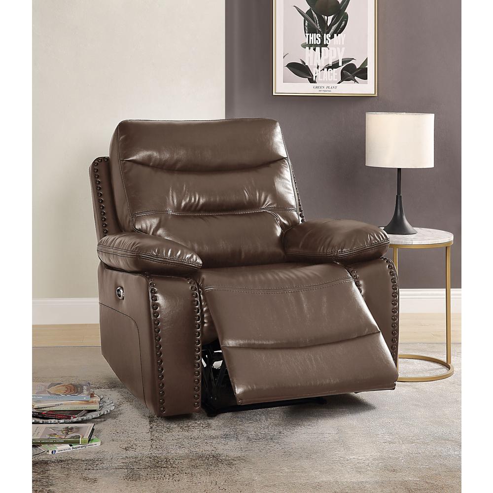 Recliner (Power Motion), Brown Leather-Gel Match 55423. Picture 1
