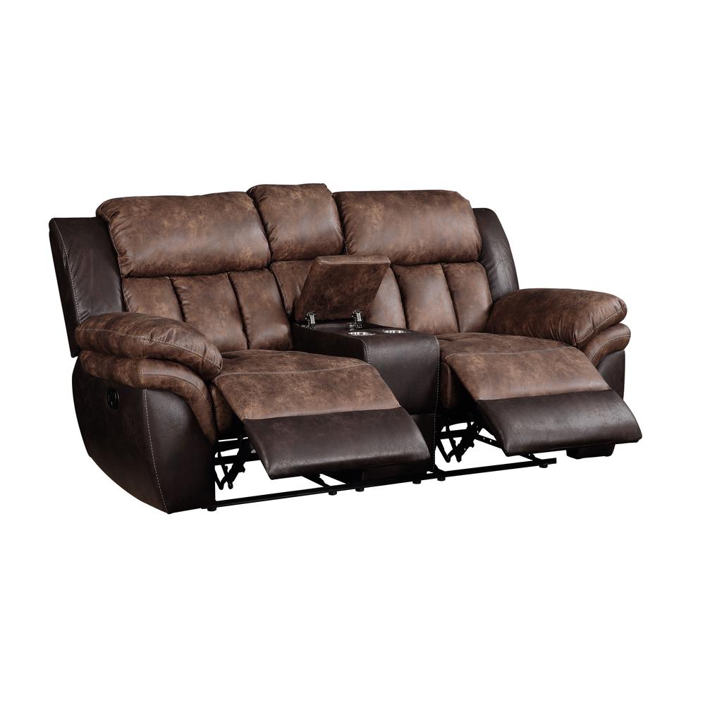 Loveseat w/Console (Motion), Toffee & Espresso Polished Microfiber 55426. Picture 2